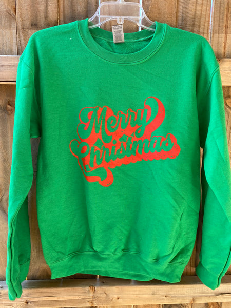 Merry Christmas Groovy Kelly Sweatshirt