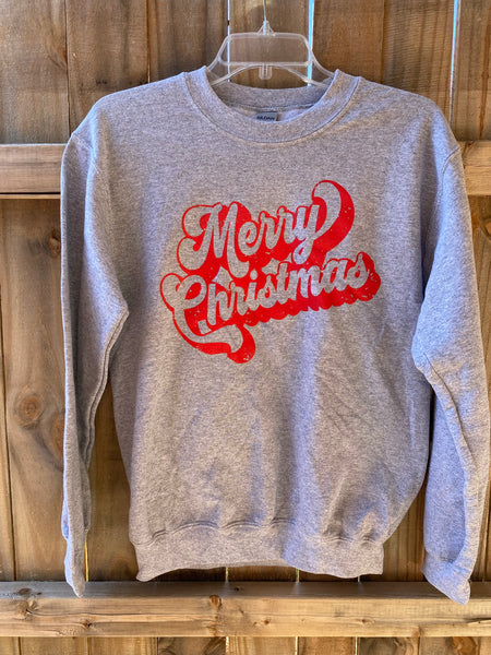Merry Christmas Groovy Sport Gray Sweatshirt.