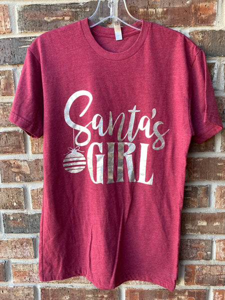 Santa's Girl Silver Foil Tee