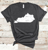 Kentucky Distressed State Shape Tee.