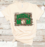 Leopard Baseball Mom Tee with Kelly Ink