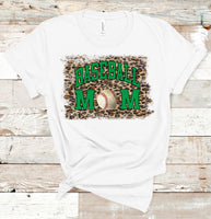 Leopard Baseball Mom Tee with Kelly Ink