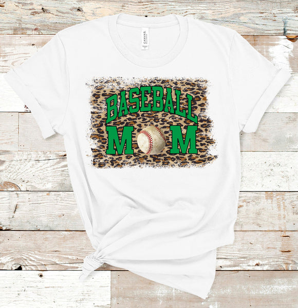 Leopard Baseball Mom Tee with Kelly Ink