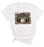 Leopard Baseball Mom Tee with Black Ink