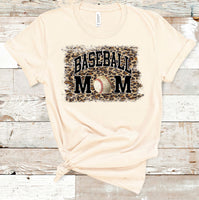 Leopard Baseball Mom Tee with Black Ink