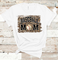 Leopard Baseball Mom Tee with Black Ink