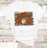 Leopard Baseball Mom Tee with Burnt Orange Ink