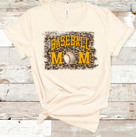 Leopard Baseball Mom Tee with Gold Ink