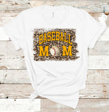 Leopard Baseball Mom Tee with Gold Ink