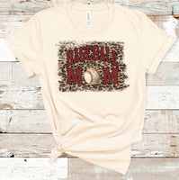 Leopard Baseball Mom Tee with Maroon Ink