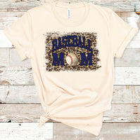 Leopard Baseball Mom Tee with Navy Ink