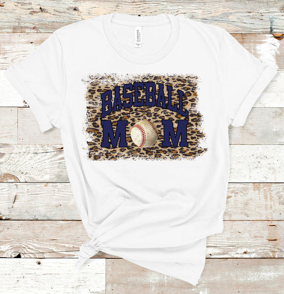 Leopard Baseball Mom Tee with Navy Ink