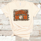 Leopard Baseball Mom Tee with Orange Ink