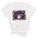 Leopard Baseball Mom Tee with Royal Ink