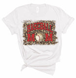 Leopard Baseball Mom Tee with Red Ink